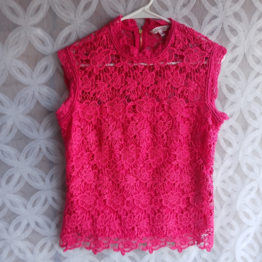 Nanette By Nanette Lepore Top Lace Magneta Pink S… - image 1